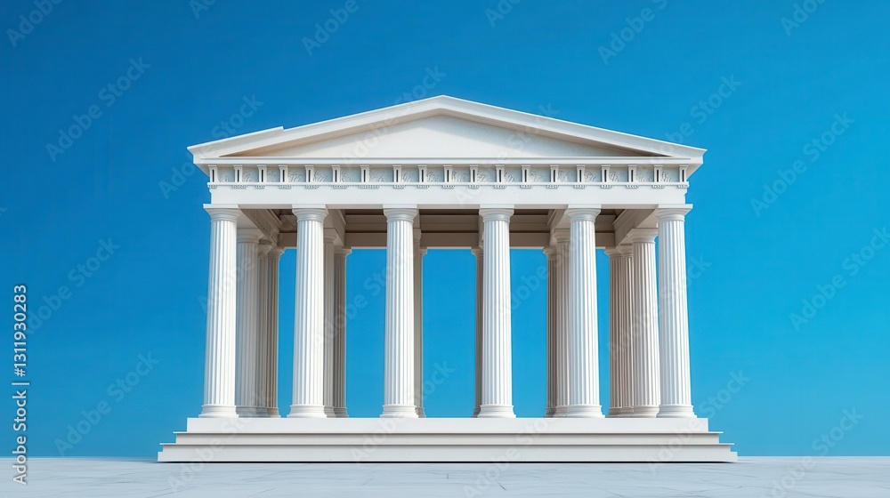 Obraz premium Classical Architecture with White Columns against Blue Sky Background