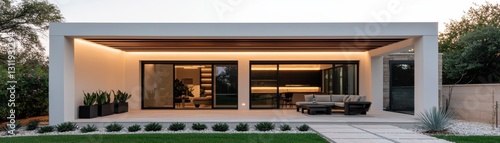 Wallpaper Mural Modern house facade with large windows and minimalist design in natural surroundings. Torontodigital.ca