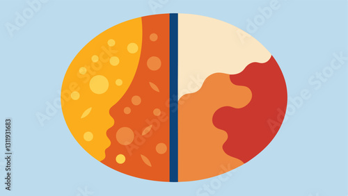 Skin Resilience Graphic A split illustration of skin resilience with the rough side appearing dull and sallow while the smooth side looks vibrant and healthy indicating improved