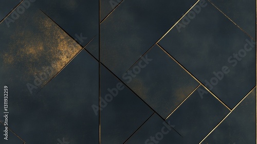 Wallpaper Mural Dark Geometric Pattern with Gold Lines and Textured Surfaces Torontodigital.ca