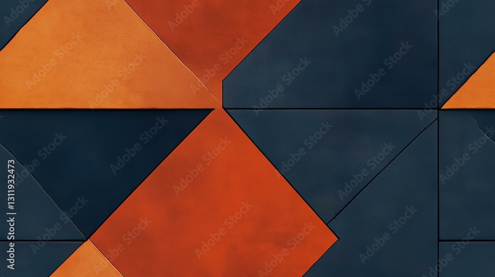 Fototapeta premium Geometric Diamond Pattern with Blue and Orange Triangles