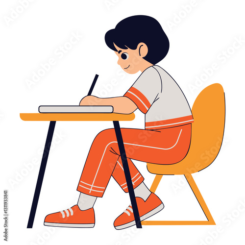 Student at Desk Writing Studying