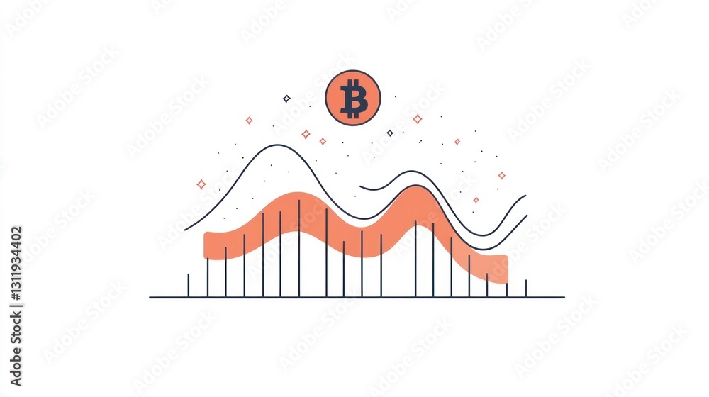 Bitcoin price chart, declining trend, abstract background, stock image Bitcoin price chart, declining trend, abstract background, stock image