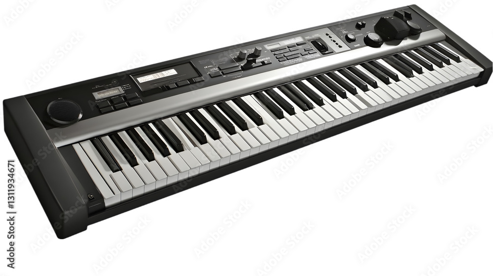 Keyboard Synth Isolated on White Background Shows Keys and Controls Keyboard Synth Isolated on White Background Shows Keys and Controls