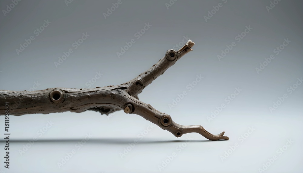Single Rough-Textured Twig with Intricate Natural Details Single Rough-Textured Twig with Intricate Natural Details
