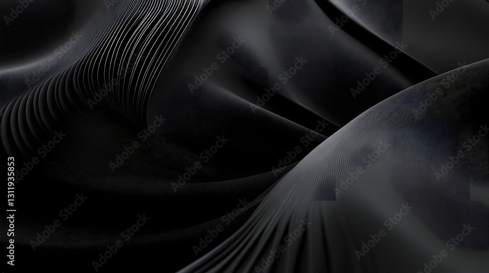 Naklejka premium Dark abstract flowing design with textured surface and subtle lines