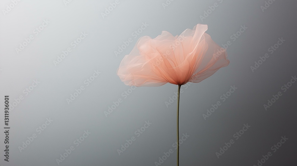Fototapeta premium Abstract Translucent Flower on Gray Background