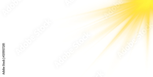 Realistic sun rays. Sun ray glow abstract shine light effect starburst beam sunshine glowing isolated image. Lights flare, star flash light, white sun rays, png. 