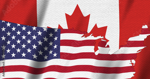 Obraz na płótnie USA flag stars and stripes and Canadian flag with border background w salonie