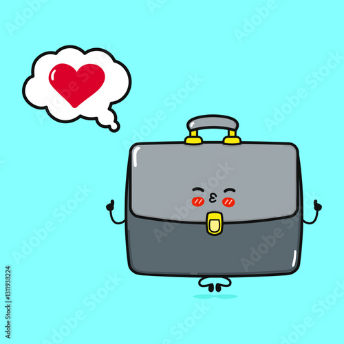 Yoga Work Bag with Heart Bubble. Cute Briefcase Mascot