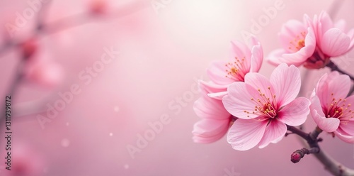 Wallpaper Mural Pink cherry blossom background with pastel color product mockup, design, nature Torontodigital.ca