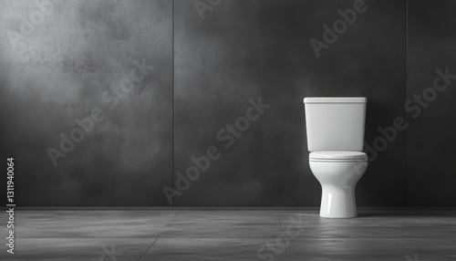 Obraz na płótnie Modern bathroom interior featuring a white toilet on a tiled floor with contemporary design elements w salonie