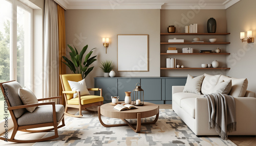 Wallpaper Mural Elegant living room with cozy ambiance and natural light, home comfort Torontodigital.ca