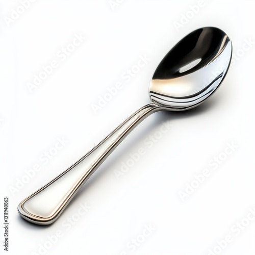 Obraz na płótnie Spoon with black and silver handles on a clear white background for kitchen and dining use w salonie