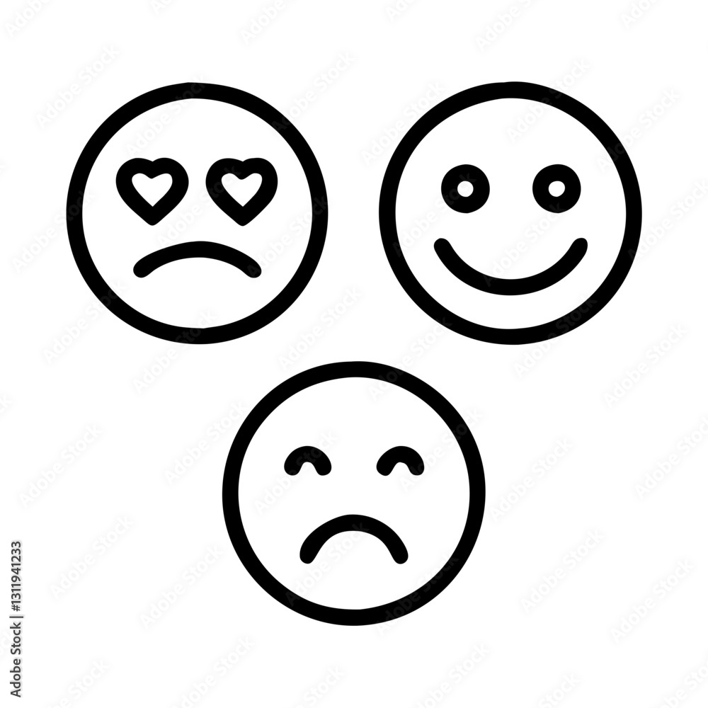 Fototapeta premium emoji reactions icon, emoji reactions line art - simple line art of emoji reactions, perfect for emoji reactions logos and icons