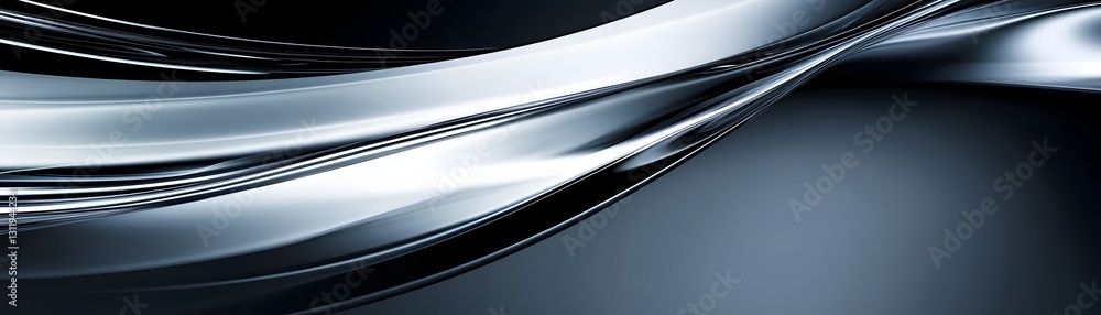 Abstract waves of silver and black intertwine gracefully Abstract waves of silver and black intertwine gracefully