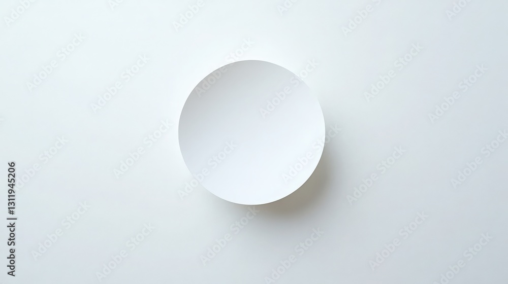 Elegant simplicity: A minimalist white circle casting a subtle shadow