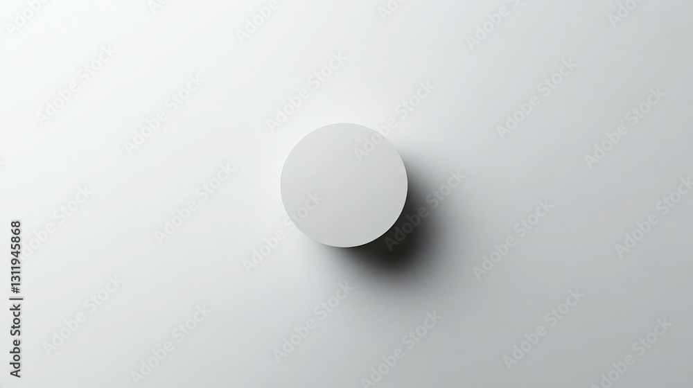 Minimalist serene white circle casting a soft shadow for graphic design elements Minimalist serene white circle casting a soft shadow for graphic design elements