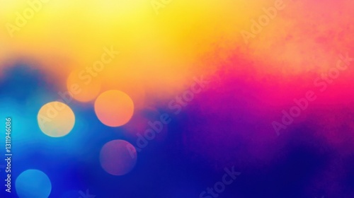 Blurred background with a gradient of vibrant colors- creating an abstract and artistic feel. Shades of blue- yellow- orange- pink- purple- red- and green.