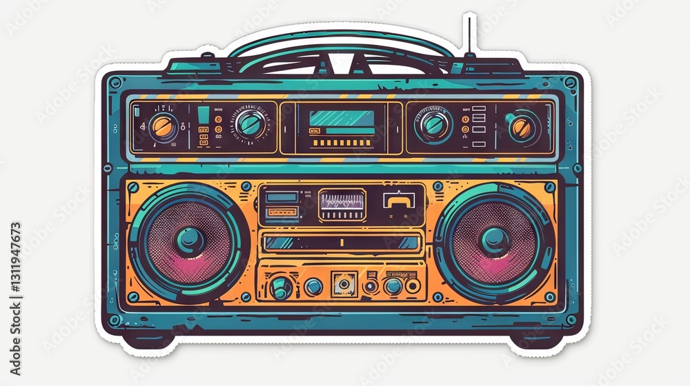 Fototapeta premium Retro Boombox Player Sticker