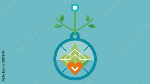 Wellness Pendant A geometric pendant that incorporates a wellness tree symbol with stylized roots and branches representing various health metrics being monitored such as heart