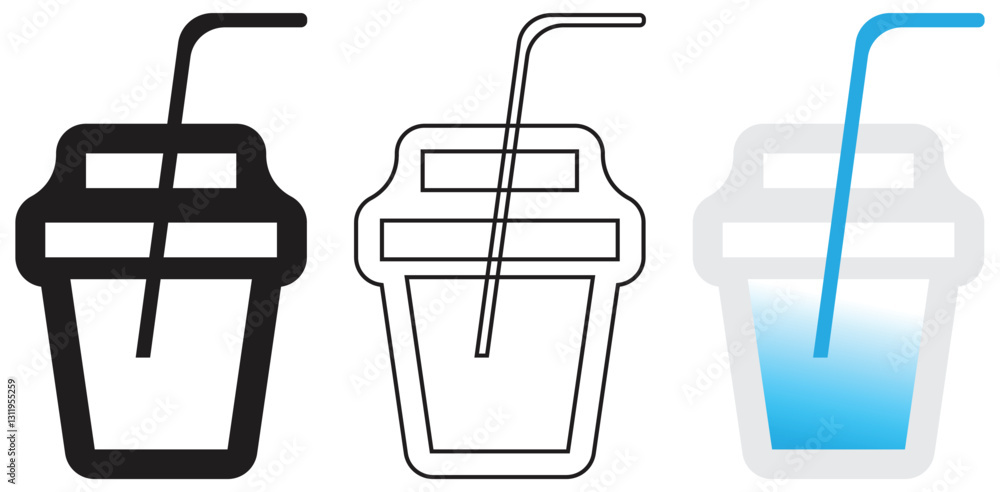 Beverage Cup Icon Three Variations. Isolated On Transparent Background. Beverage Cup Icon Three Variations. Isolated On Transparent Background.