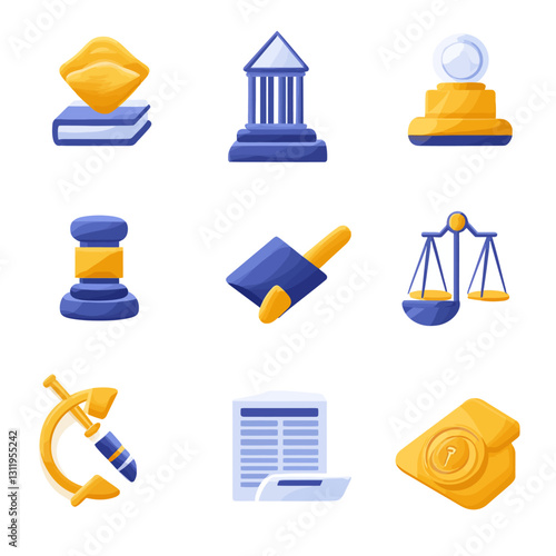 Law Justice Legal Icon Set Abstract Government Regulation Documents