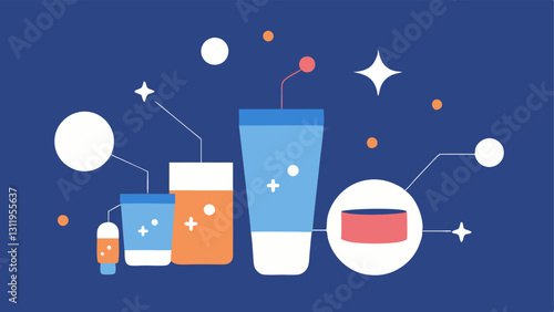 These descriptions can be visualized as simple vector graphics that effectively communicate the concept of exosomeinfused antiaging night creams.