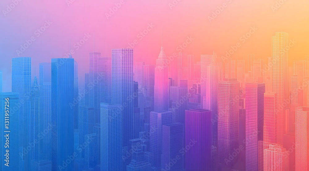 Cityscape with gradient color scheme Cityscape with gradient color scheme