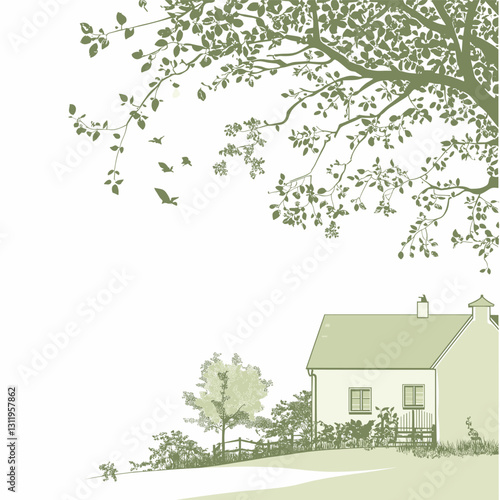 a minimalist background Summer ending party on a german farm, european, german, simple, clean space for text, vector,