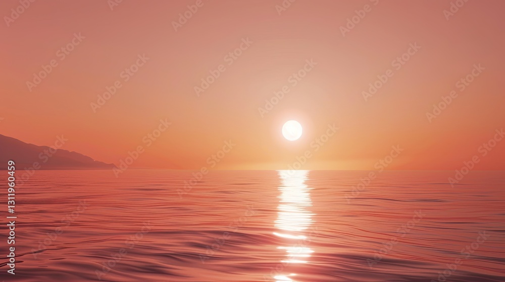 Serene sunset over the ocean water with gentle waves landscape Serene sunset over the ocean water with gentle waves landscape