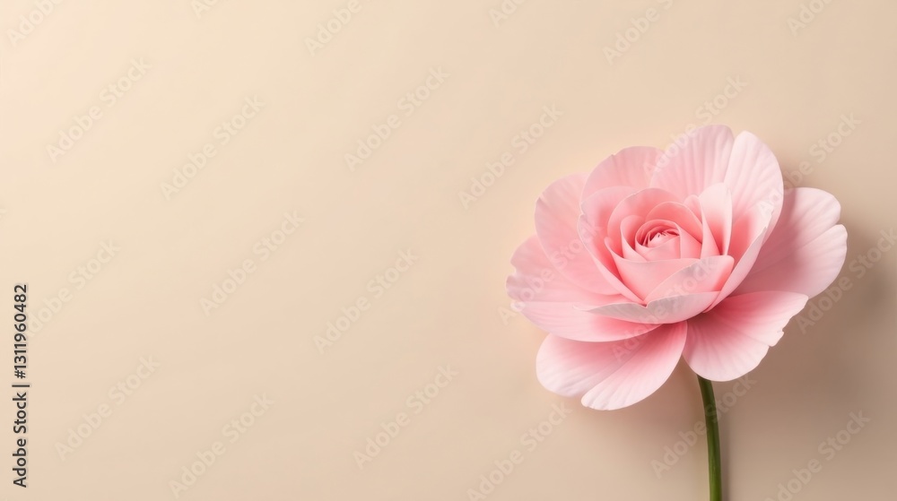 Fototapeta premium A Delicate Pink Bloom on a Soft Background A Single Flower's Gentle Elegance