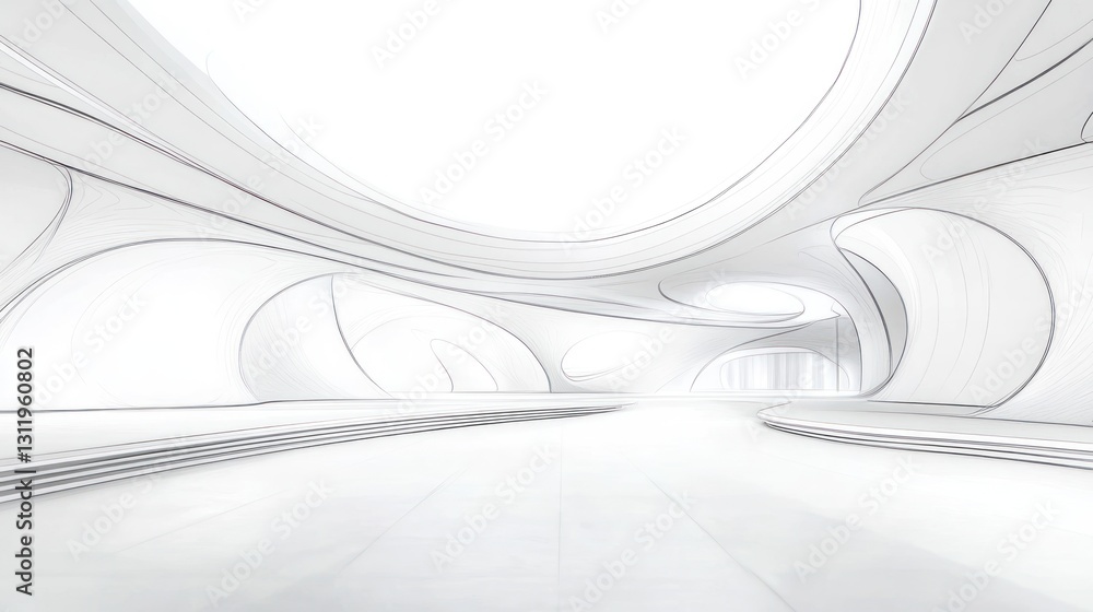Fototapeta premium Modern white architectural interior space