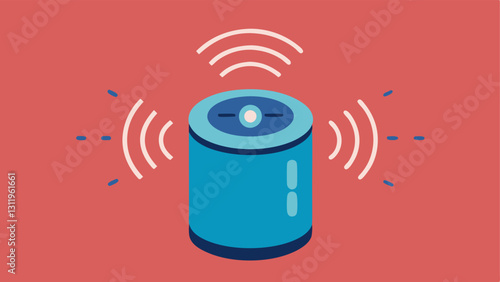 Voice Command An illustration of a speaker device with sound waves emanating from it symbolizing voice commands sent to an AI assistant for finding deals.