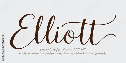 "Elliott" an elegant serif font designed for luxury branding and sophisticated typography. This refined typeface combines timeless elegance with modern aesthetics.