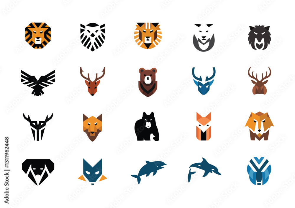 Fototapeta premium Animal Icon Vector Collection – Minimalist and Modern Outline Design