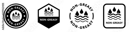 Non-Greasy. Vector signs for labeling package.
