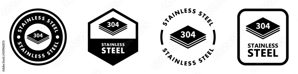 Stainless Steel 304 vector icons set isolated on white. Stainless Steel 304 vector icons set isolated on white.