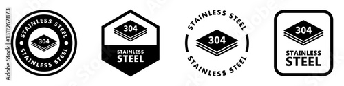 Stainless Steel 304 vector icons set isolated on white.