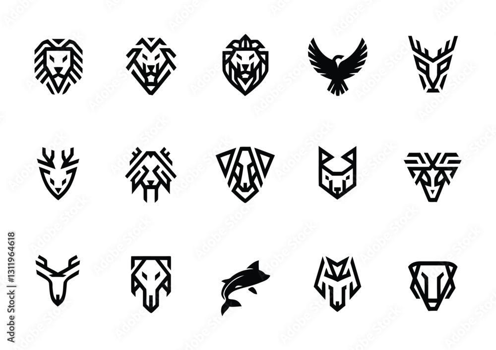 Fototapeta premium Animal Icon Vector Collection – Minimalist and Modern Outline Design