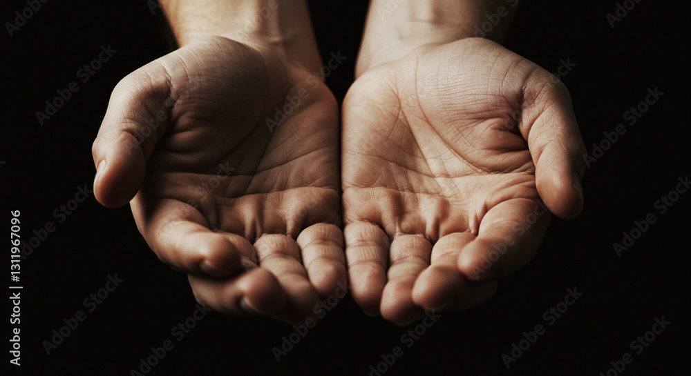 Open Hands Reaching Out Against a Dark Background Open Hands Reaching Out Against a Dark Background
