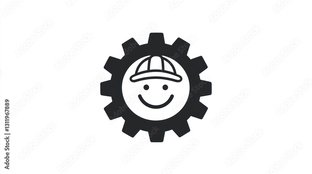 Gear with happy face; technical support; concept; logo Gear with happy face; technical support; concept; logo