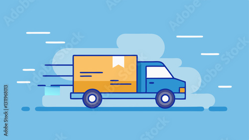 Truck in Motion A dynamic illustration of a delivery truck speeding along a highway with motion lines and packages bouncing inside showcasing the excitement of deliveries.
