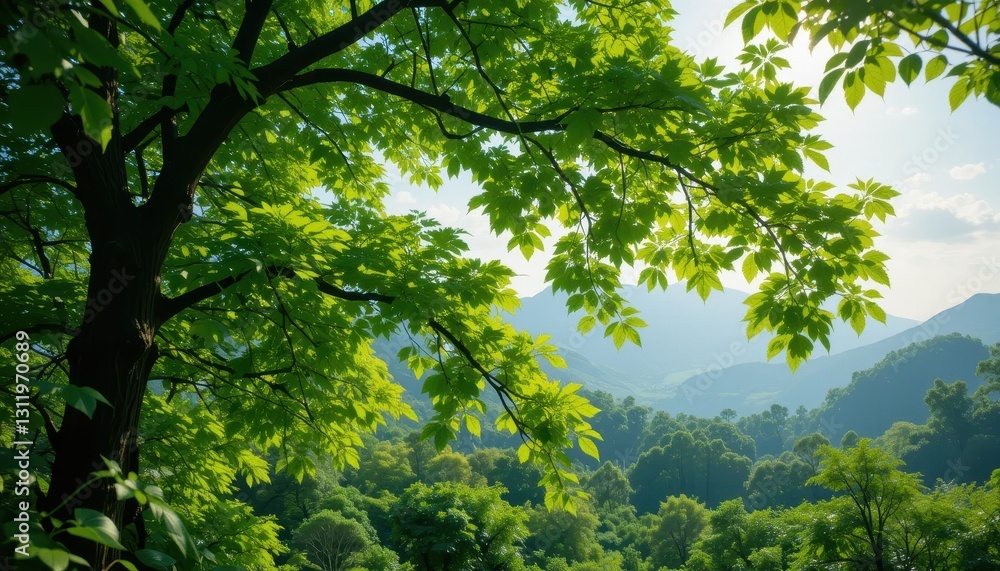 Exploring nature's beauty lush greenery in mountain landscape Exploring nature's beauty lush greenery in mountain landscape