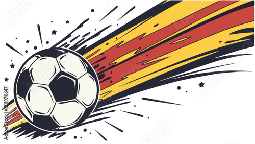 soccer ball bursting through abstract paint splatter background, energetic motion