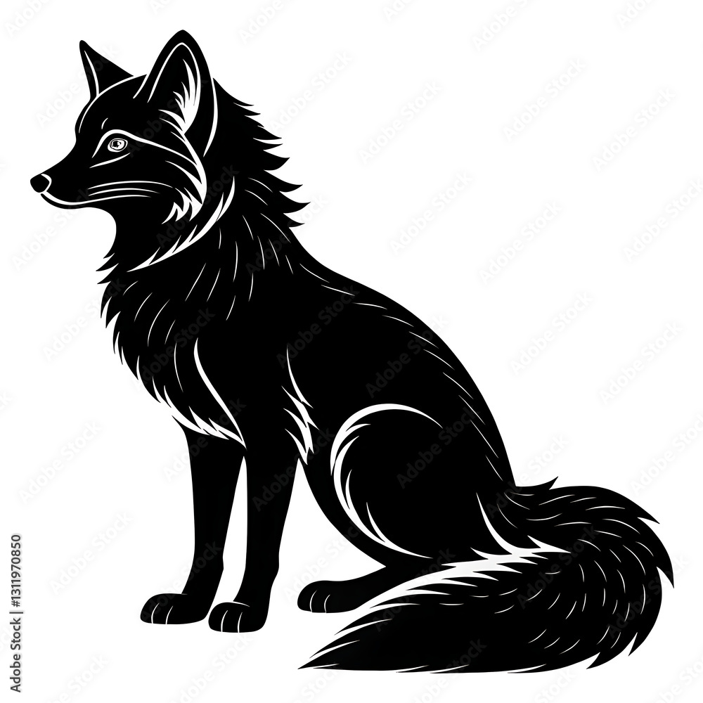 Obraz premium Arctic Fox illustration vector silhouette icon.