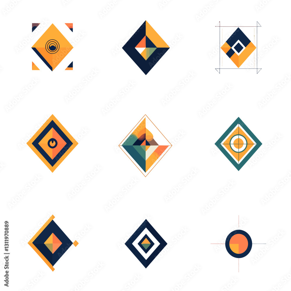 Geometric shapes design elements for modern branding and illustration set Geometric shapes design elements for modern branding and illustration set