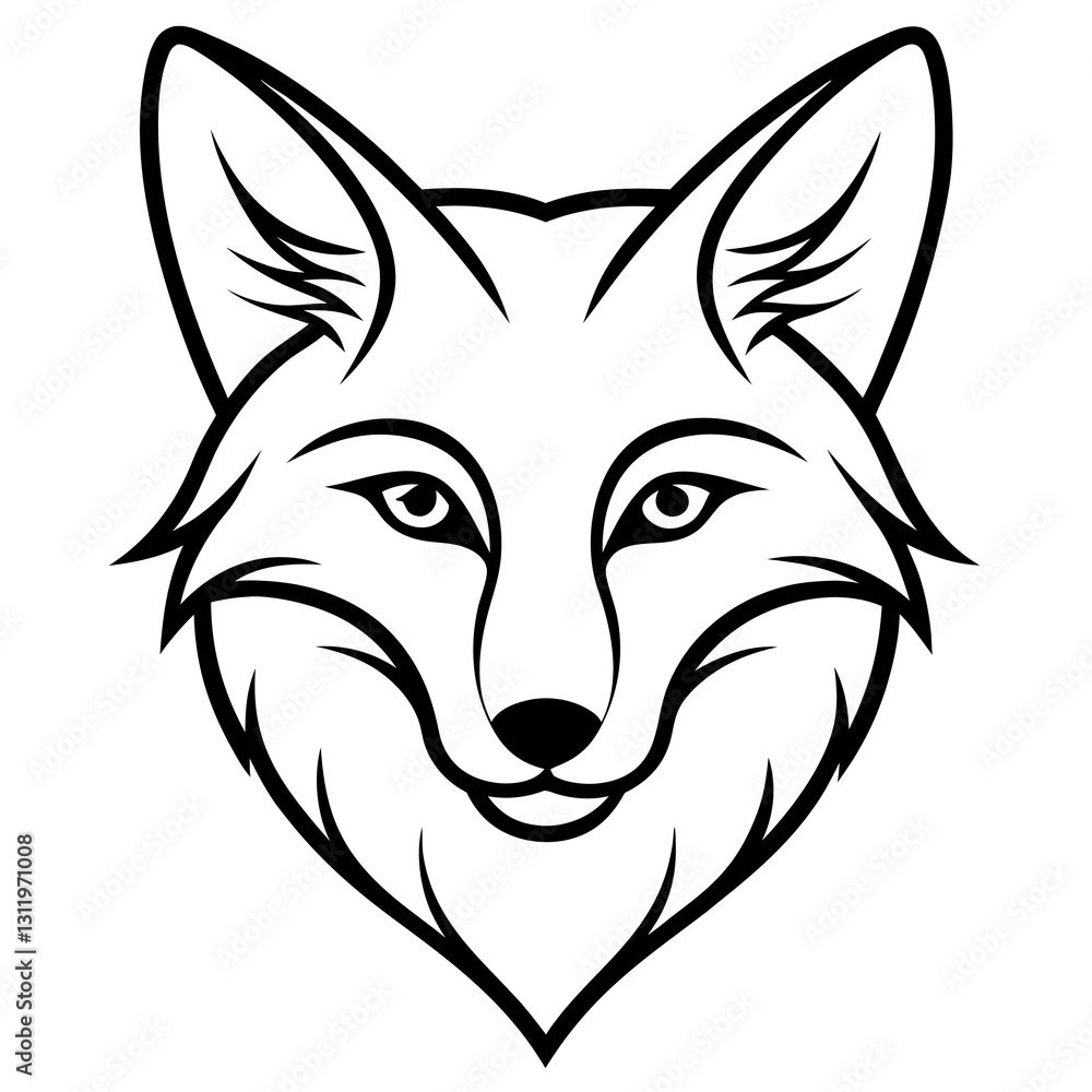 Fototapeta premium Arctic Fox head silhouette vector illustration icon , logo type.
