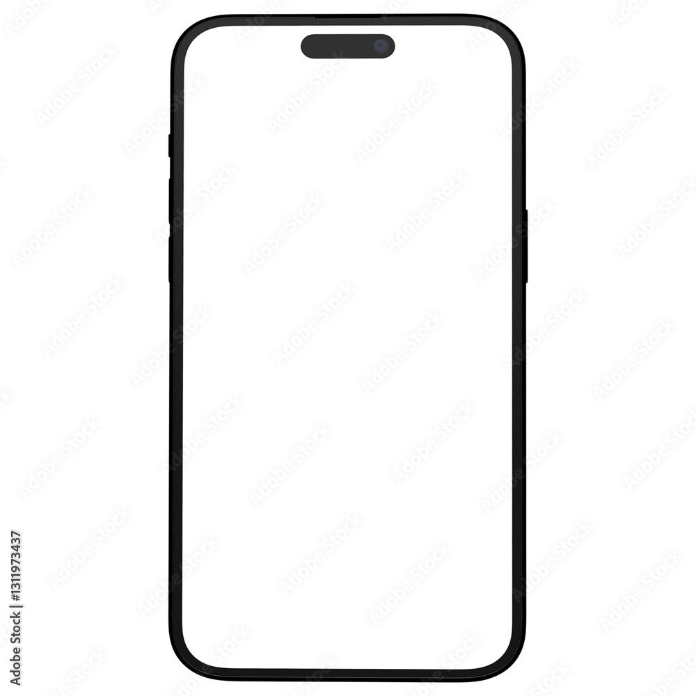 Photo of smartphone without background. White screen. Black color. Template for mockup Photo of smartphone without background. White screen. Black color. Template for mockup