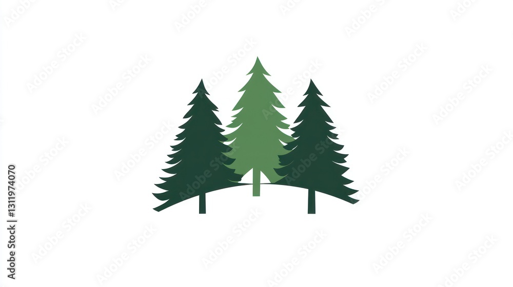 Simple Illustration of Three Pine Trees Simple Illustration of Three Pine Trees